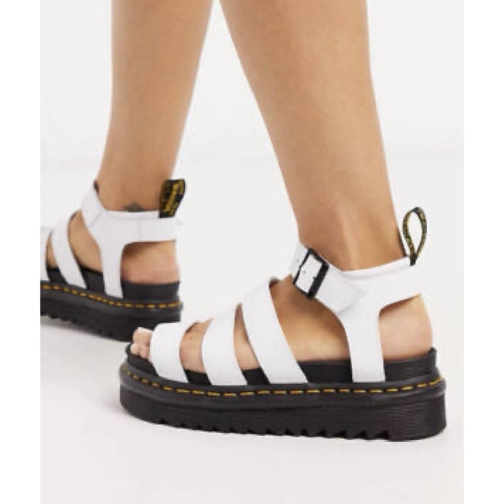 Dr Martens Blaire AirWair Leather Platform Sandals White Womens 8 EU 39